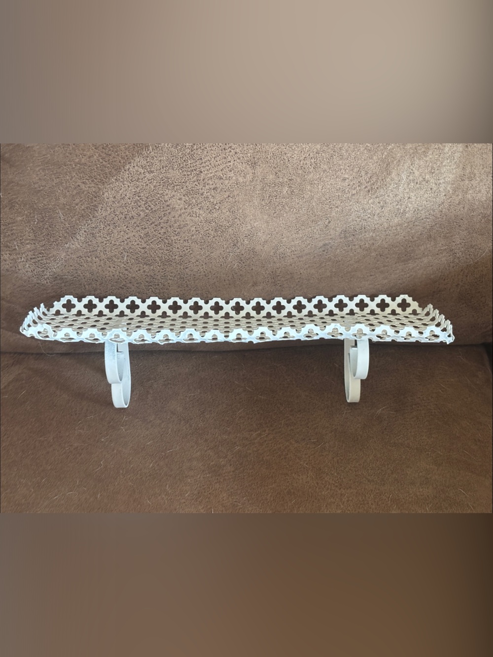 White Decorative Wall Shelf with Scrolled Brackets